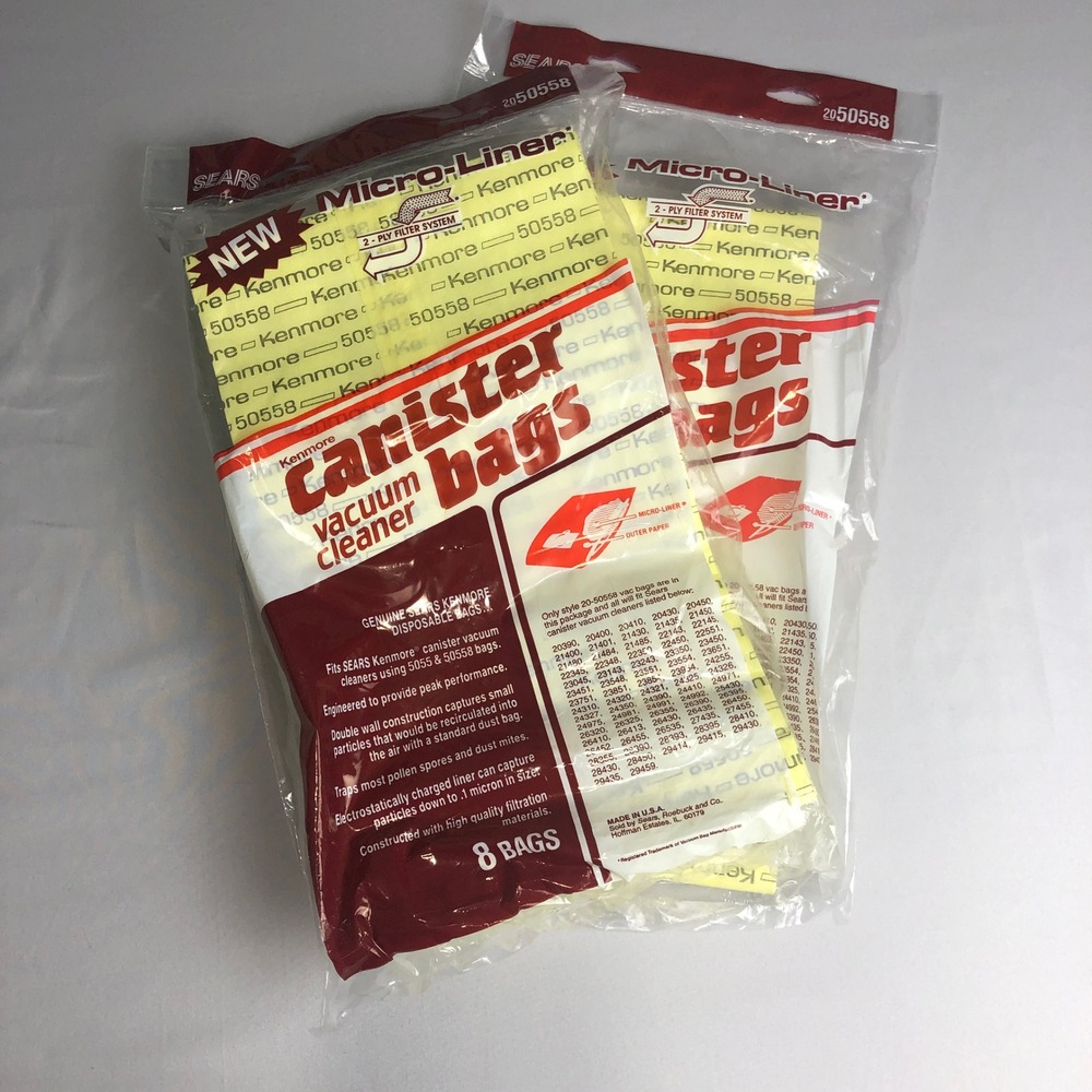 10 Sears Kenmore 20-50558 Vacuum Canister Bags-1 sealed & 1 open package